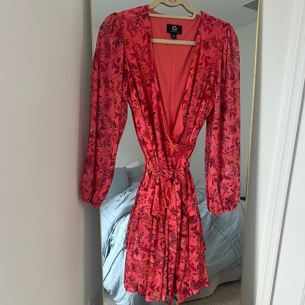 Vibrant Red Floral Dress size M